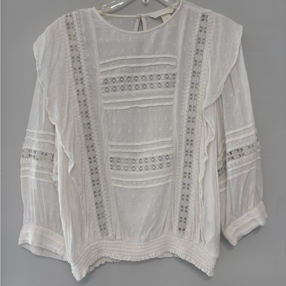 H&M Boho Cottagecore‎ Elegant White Lace Women's Top Size 6